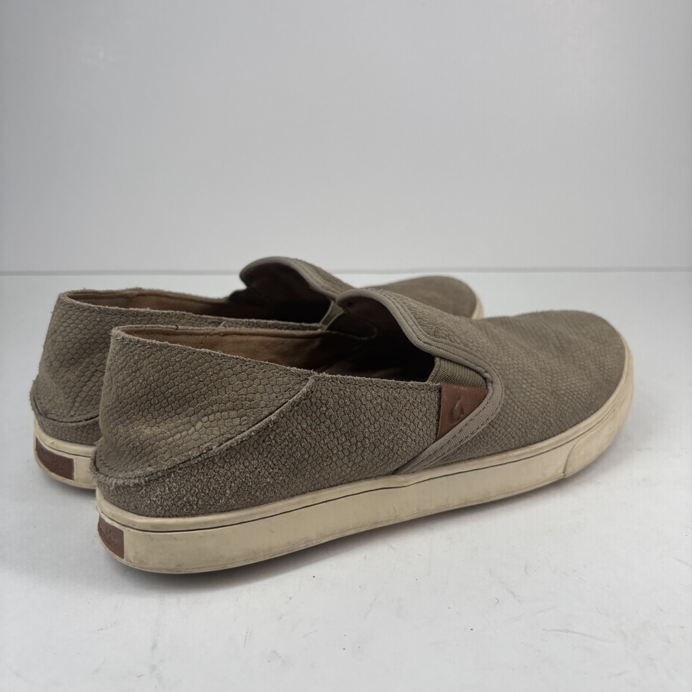 Olukai‎ Pehuea Women's US 8 Taupe Snake-Embossed Leather Slip-On Loafer Shoes - Picture 12 of 16